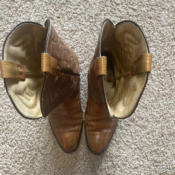 Vtg Laredo Brown Nico Leather Western Style Boots Men\'s Size 10EE Distressed USA main image 13